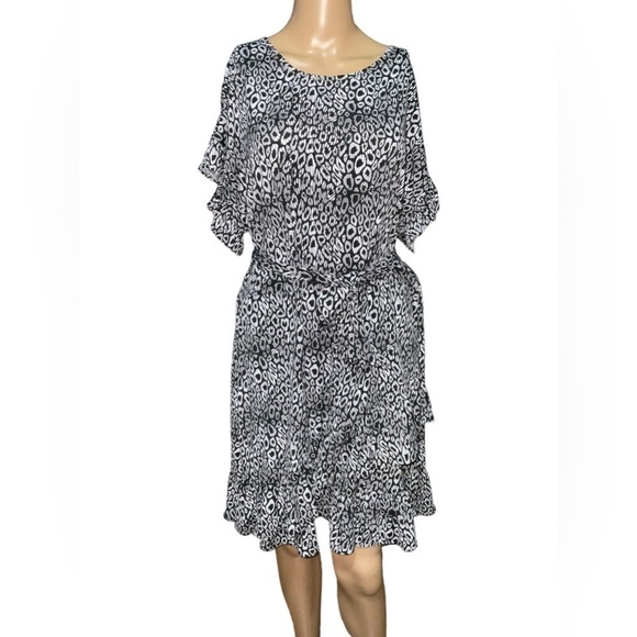 Michael Kors Women's Ruffle Short Sleeve Jewel Neck Dress Size XL - Picture 10 of 10